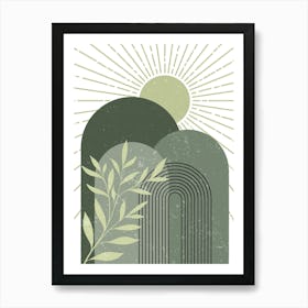 Graphic, Design, Sun, Arches, Leaves, Branches Art Print