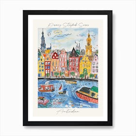 Poster Of Amsterdam, Dreamy Storybook Illustration 3 Art Print