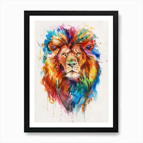 Lion Colourful Watercolour 4 Art Print