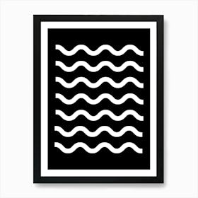 Waves On A Black Background Art Print