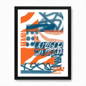 Orange And Blue Abstract Art Print