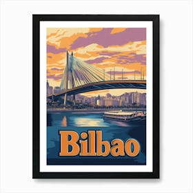 Aihrgdesign A Retro Travel Poster For Bilbao Featuring The Ma 6e8f8f13 6e40 4b20 A3e5 3c7debb8cf15 0 Art Print