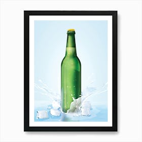 Beer Bottle With Ice Cubes Art Print