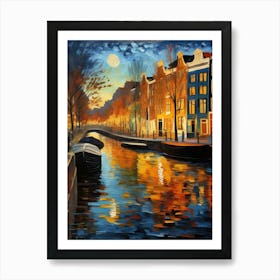 Wall painting print, Amsterdam, Netherlands, landscape art, Van Gogh style, fine art..260 Art Print