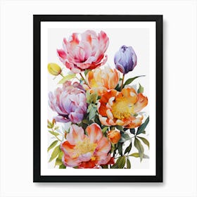 Blossom Symphony Vibrant Multicolored Florals Art Print