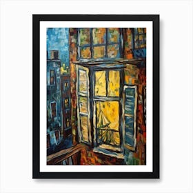 Window View Of San Francisco In The Style Of Expressionism 4 Art Print