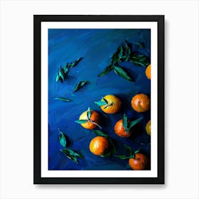 Oranges On Blue Art Print