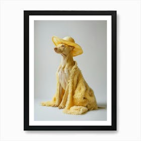 Yellow Dog In Hat Art Print