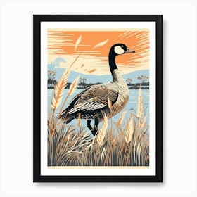 Vintage Bird Linocut Goose 1 Art Print