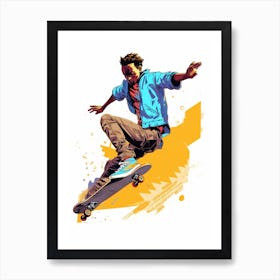 Skateboarding In San Diego, United States Gradient Illustration 4 Art Print