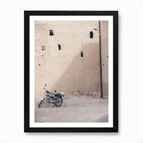 Motorcycle In A Desert Village Art Print