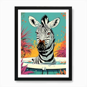 Zebra In The Tub 1 Art Print