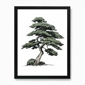 Cedar Tree Pixel Illustration 3 Art Print