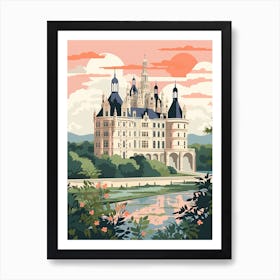 Chateau De Chambord   Chambord, France   Cute Botanical Illustration Travel 3 Art Print