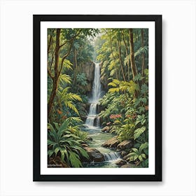 Waterfall In The Jungle no1 Art Print