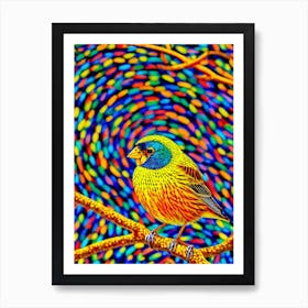 Yellowhammer 2 Yayoi Kusama Style Illustration Bird Art Print