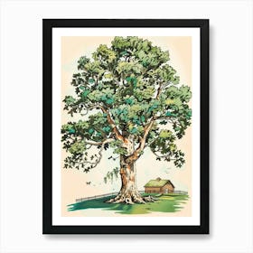 Sycamore Tree Storybook Illustration 1 Art Print