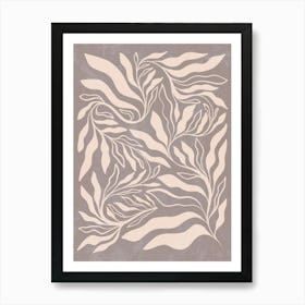 Endless Boho Leaf Neutral Wenge Brown Art Print