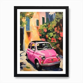 Fiat 500 Vintage Car Matisse Style Drawing Colourful 1 Art Print