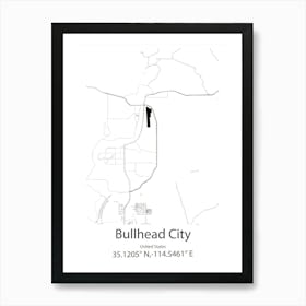 Bullhead City,United States Minimalist Map Art Print