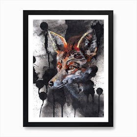 pretty fox in black mood Art Print