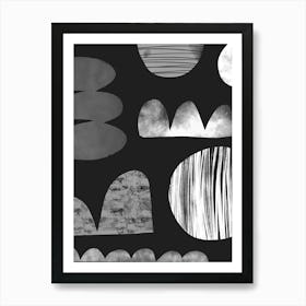 Dreamy Shapes Abstract Mono Art Print