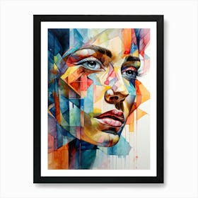 Abstract Face With Bold Geometric Shapes Art Print