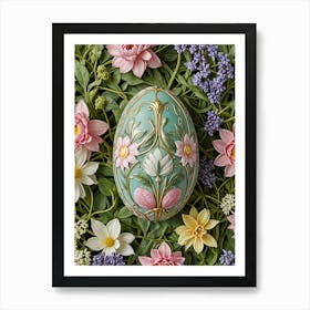 Decorated Easter Egg in the Flowers Art Print