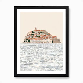 Dubrovnik Old Town Croatia Boho Landmark Illustration Art Print