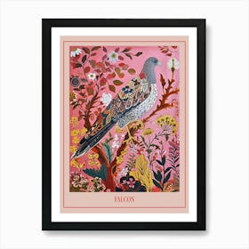 Floral Animal Painting Falcon Poster Art Print