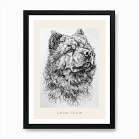 Chow Chow Dog Line Sketch 1 Poster Art Print