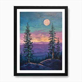 Full Moon In The Mountains 1 Art Print