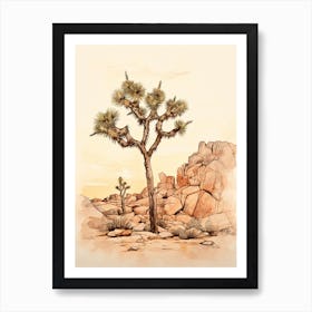  Minimalist Joshua Tree At Dawn In Desert Line Art 2 Art Print