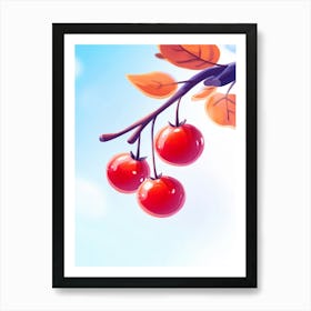 Red Berries On A Branch Art Print