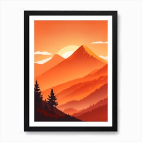 Misty Mountains Vertical Composition In Orange Tone 16 Art Print