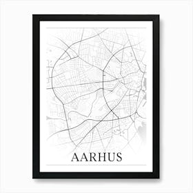 Aarhus, Central Denmark Region, Denmark, City Map, Black And White Fade Design Poster