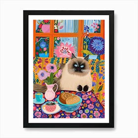 Tea Time With A Himalayan Cat 4 Art Print