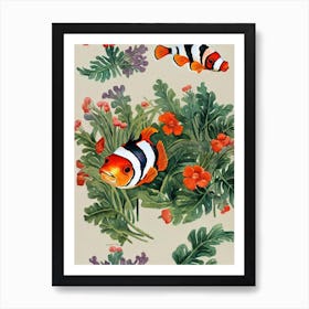 Clownfish Vintage Graphic Watercolour Art Print