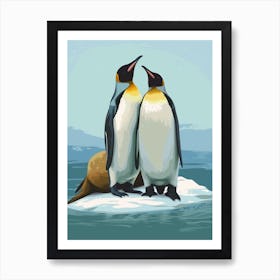 Emperor Penguin Sea Lion Island Minimalist Illustration 3 Art Print