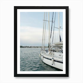 Sailboat in Croatian Harbor - Nautical Travel Photography 1 Art Print