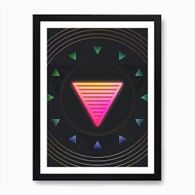 Neon Geometric Glyph in Pink and Yellow Circle Array on Black n.0350 Art Print