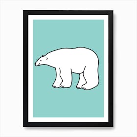 Polar Bear Pattern On Mint Art Print