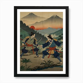 Samurai Fighting Art Print