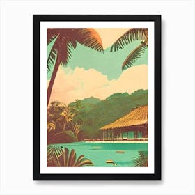 Panglao Island Philippines Vintage Sketch Tropical Destination Art Print
