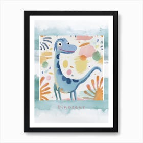 Cute Muted Pattern Dinosaur With Hair Poster Art Print