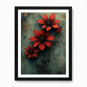 Three Red Flowers Art Print