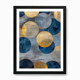 Blue And Gold Circles 2 Art Print