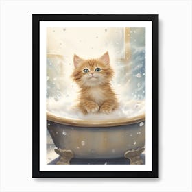 Munchkin Cat In Bathtub Bathroom 3 Art Print