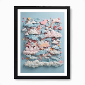 Clouds And Hearts Art Print