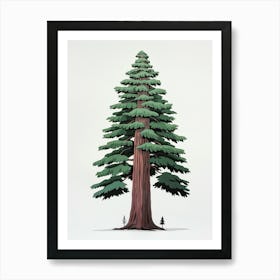 Redwood Tree Pixel Illustration 2 Art Print